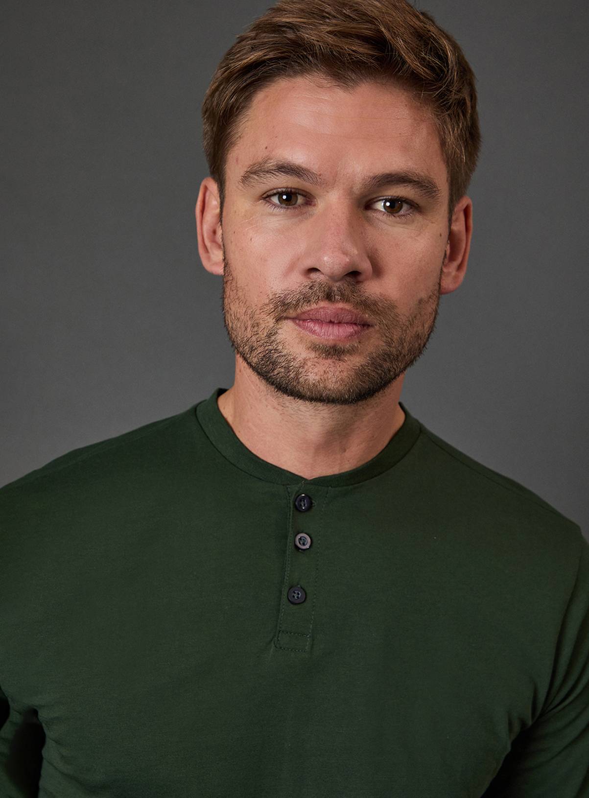 BURTON Dark Green Grandad Neck T-Shirt S - Image 2